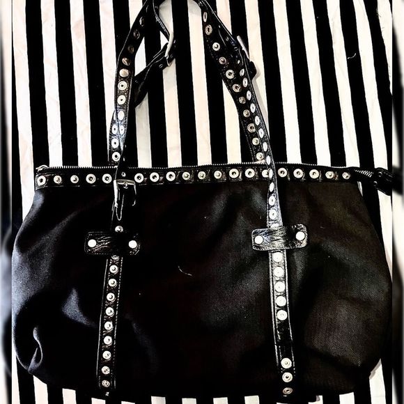 Vintage Dolce & Gabbana Black & Silver Rivet Shoulder Bag - Picture 2 of 3
